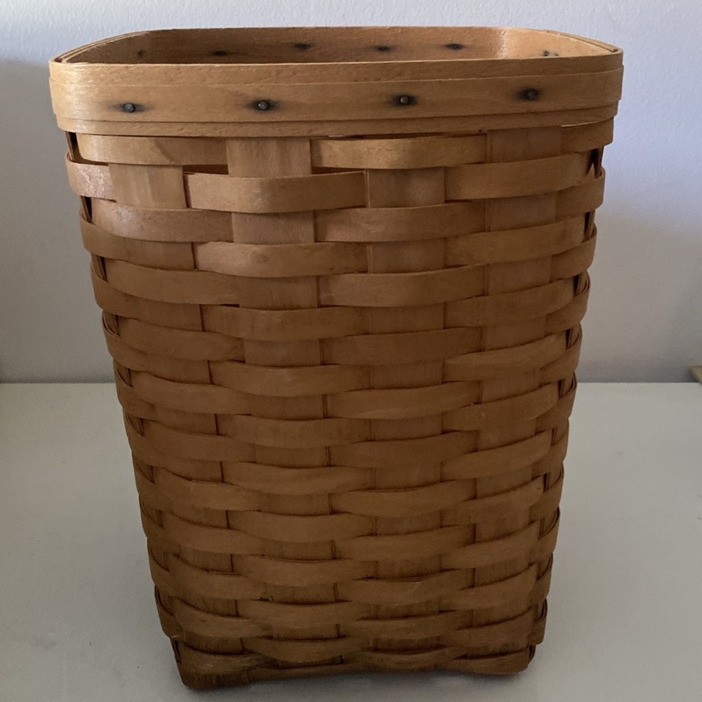 Longaberger 12"T X9.5"W Wastebasket w/ Clear Plastic 1999 USA